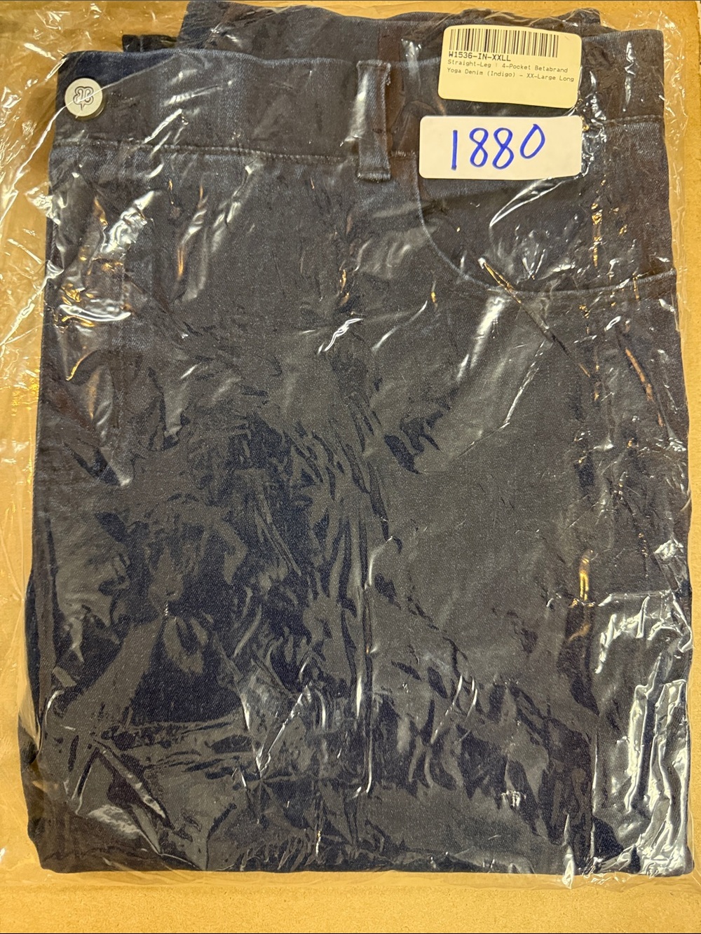 New Betabrand Indigo Straight 4 Pocket Yoga Denim Jeans XXLarge Long Tall